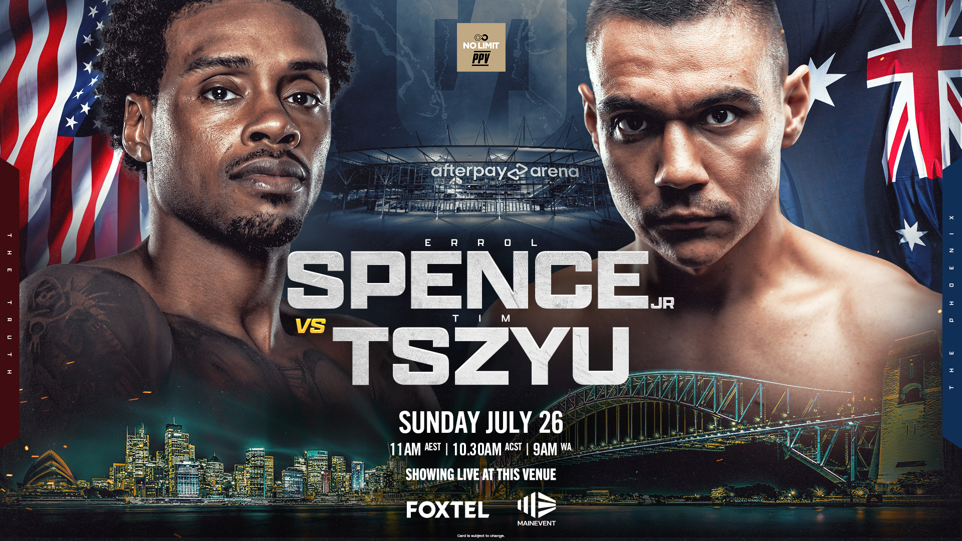 Boxing: Tim Tszyu vs Errol Spence Jr. | Dora Creek Workers Club